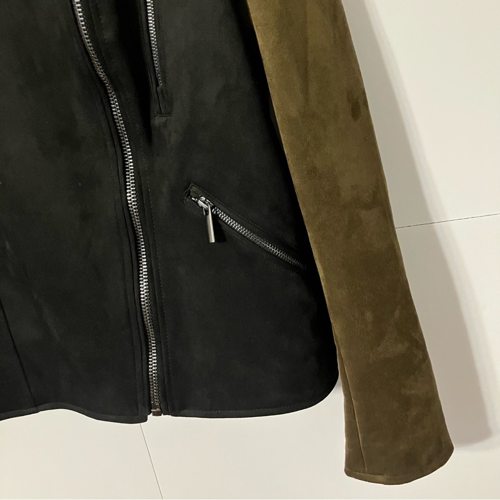 Kut from the Kloth Black and Brown Zip Polyester Suede Woman’s M Stylish Jacket - Picture 6 of 12